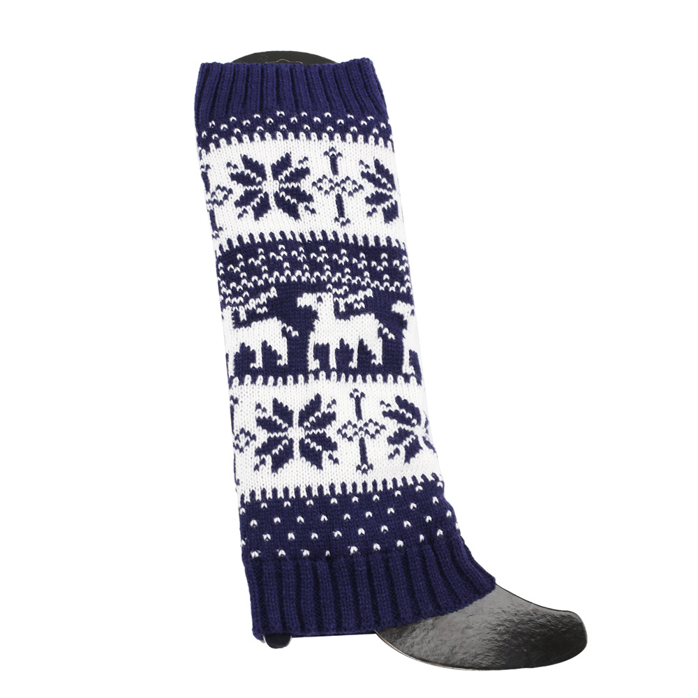 Knit Thicken Boot Socks Thermal Wool Knitted Deer Pattern Female Leg Warmer